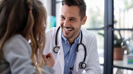 Smiling Male Doctor with Girl Patient
