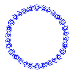 Ornate blue circular design featuring swirling patterns, ideal for backgrounds or decorative elements