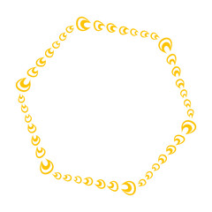 Abstract yellow shapes forming a circular pattern on a white background, ideal for graphic design use