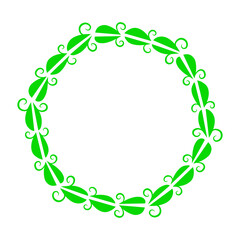 Green leaf pattern forming a circular design, ideal for nature-themed backgrounds and decorations