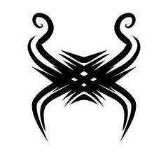 Abstract black and white design featuring intricate shapes and patterns, evoking creativity and art