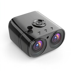 Buy black dual lens camera for security and surveillance with high resolution video recording online now