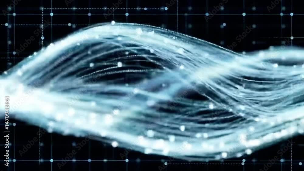 Poster abstract flowing light streaks on grid background video
