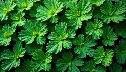 Intricate parsley leaves form a repeating design , bright, closeup, detail