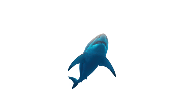 Silent Hunter: A solitary shark gracefully glides through the clear, turquoise ocean depths, its sleek silhouette embodying power and stealth. Capture the ocean's apex predator in all its glory.  - Powered by Adobe