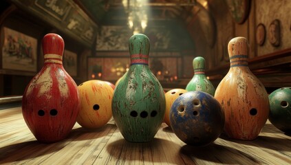 Vintage Bowling Alley Scene