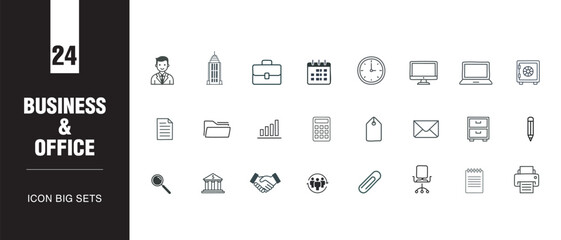 Business & Office Icon Set – Minimal Vector Line Art Icons for Corporate & Workplace