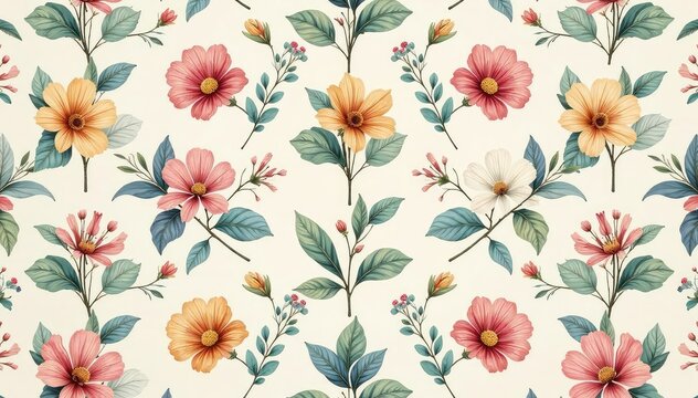Subtle botanical motifs create an elegant, repeating interior design pattern , repeat, elegant