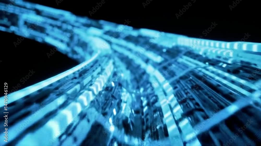 Poster abstract blue data stream: futuristic digital flow