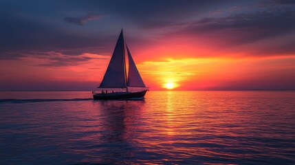 Sailboat at sunset on a calm sea