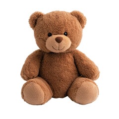 Obraz premium Cute plush teddy bear with a friendly expression, perfect for children's room decor. transparent background