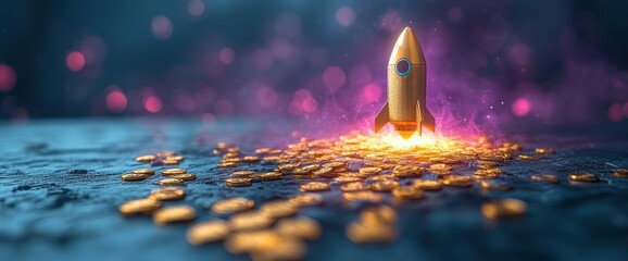 Rocket Launch on a Path of Gold