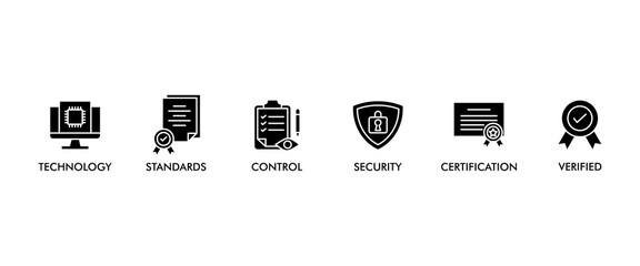 ISO27001 banner web icon vector illustration concept for information security management system (ISMS) with an icon of technology, standards, control, security, certification, and verified