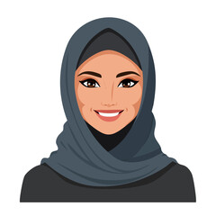 Naklejka premium Flat Vector. Portrait of only one Woman. Simple Background.