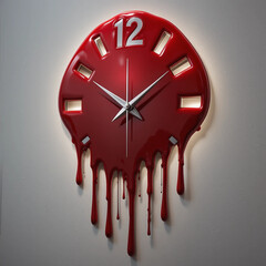 Unique Dripping Red Wall Clock with Modern Design