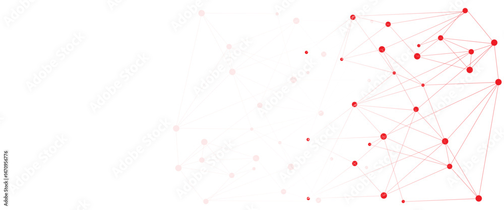 Poster Vector white background with red lines and dots.