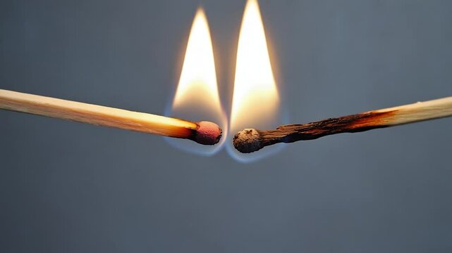 Burning matches close up