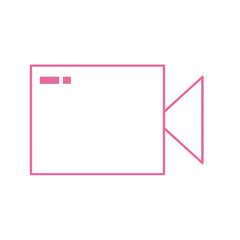 Doodle video camera digicam icon play cute cartoon illustration hand draw that can be used for sticker, book, scrapbook, icon, decorative, etc. with aesthetic colorful pink  color