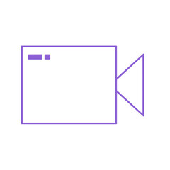 Doodle video camera digicam icon play cute cartoon illustration hand draw that can be used for sticker, book, scrapbook, icon, decorative, etc. with aesthetic colorful purple  color