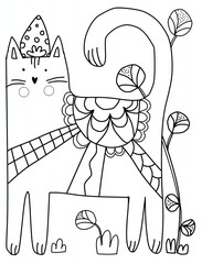 coloring page of a cat