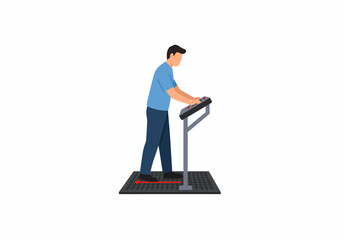 Standing Man on Vibration Plate Platform Exercise