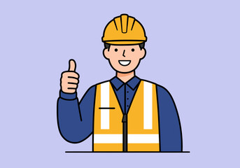 Construction Worker Giving Thumbs Up Wearing Safety Vest