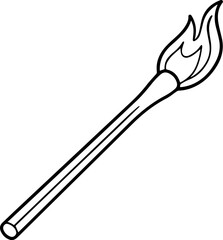 matchstick outline vector illustration, line art
