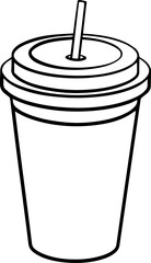 coffee cup outline vector illustration, line art