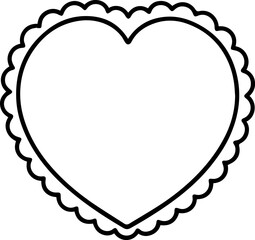 heart scallop frame doodle outline vector illustration, line art
