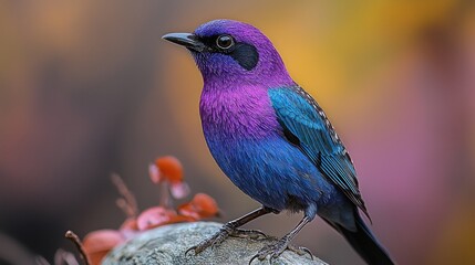 Obraz premium Vibrant purple-blue bird perched