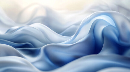 Obraz premium Flowing blue fabric waves in soft light