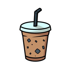 Illustration of chocolate ice drinks with plastic cups, very suitable as an icon vector design, sticker or logo.