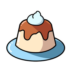 Illustration of pudding cakes with chocolate jam, is suitable as an icon vector design, sticker or logo.