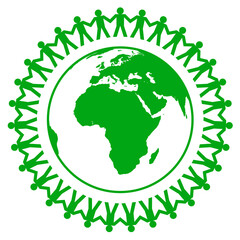 Save earth Papercut human chains vector showing unity and global care around the planet. Ideal for environment campaigns, green movement, sustainability visuals, and climate awareness messages.