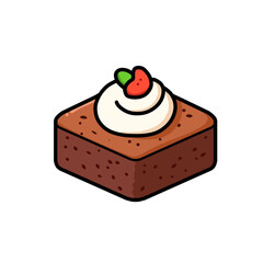 Illustration of cream and strawberry brownie cakes, very suitable as an icon vector design, sticker or logo.