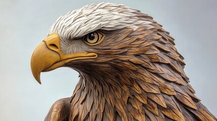 Naklejka premium Detailed portrait of a majestic eagle showcasing its features.