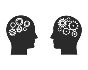 Man head with gears icon silhouette vector illustration