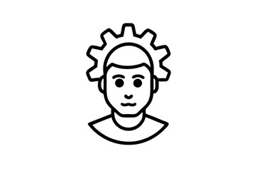 Man head with gears icon silhouette vector illustration
