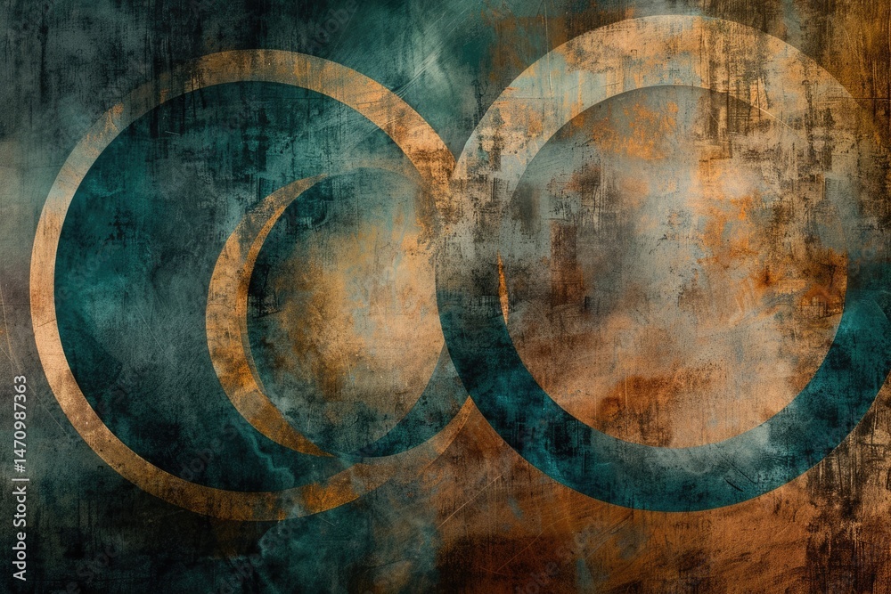 Poster abstract circle geometric shapes effect on surface of digital cyber design express scene of cyberspa