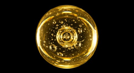 Golden liquid sphere with bubbles