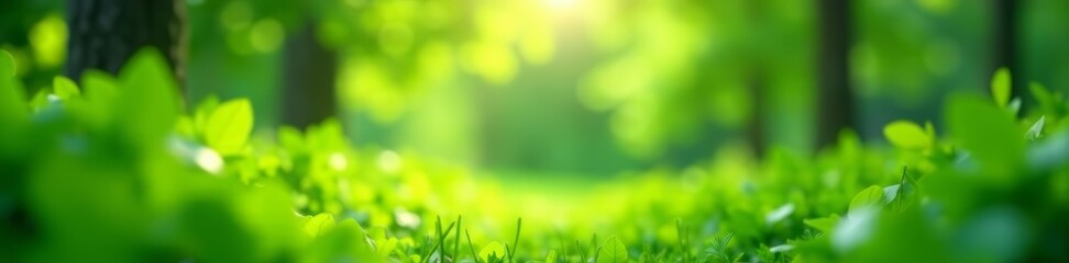 Fototapeta premium Dreamy abstract bokeh effect in a lush green garden, soft focus, tranquil