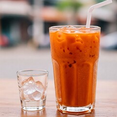A glass of thai tea