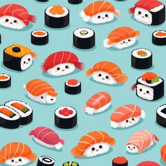 sushi  cute cartoon icon Nature element Vector isolated