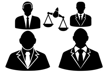 set of Lawyer silhouette vector illustration