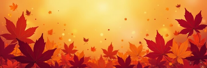 Elegant background with various autumn leaf silhouettes in warm tones, design, silhouette