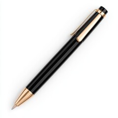 Naklejka premium Elegant Black and Gold Ballpoint Pen Isolated on White Background