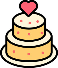 Vector Illustration of a Layered Cake with Heart Topper