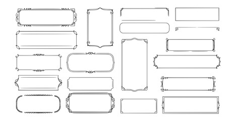 Obraz premium Set of simple line frames with double stroke. Vector borders and frames. Collection of vertical blank templates to decorate text.Vector illustration 