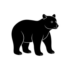 bear cub silhouette on white background 