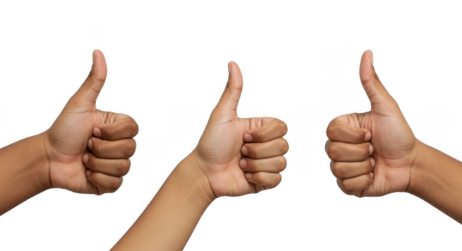 Thumbs Up Hand Gesture – Positive Feedback, Approval, and Success Concept – Like Sign Isolated on Transparent PNG Background for Social Media, Motivation, Agreement, or Communication Design Use